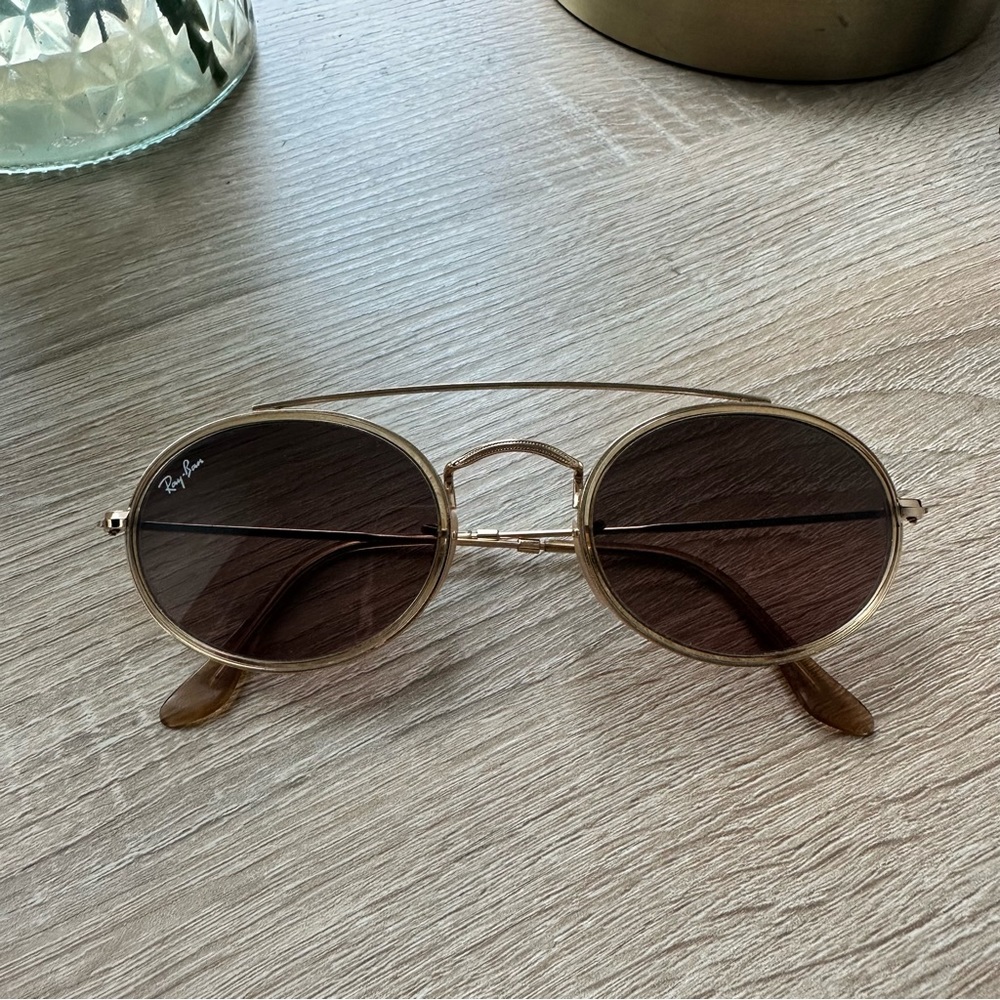 Ray-Ban 3847N Oval Double Bridge Sunglasses - Pink/Brown Gradient